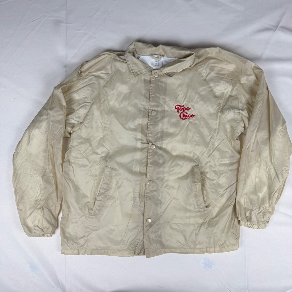 Augusta Sportswear Topo Chico‎ Coaches Jacket Cream Tan Mens Large Windbreaker